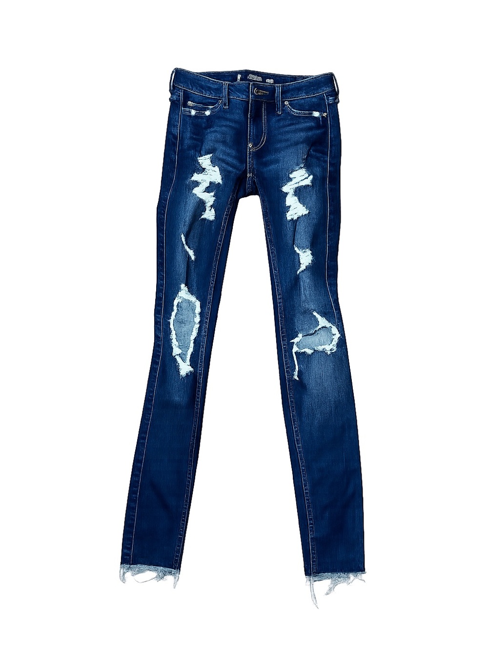 Hollister Super Skinny Jeans Womens 00 W23 Distressed Raw Hem Stretch Blue